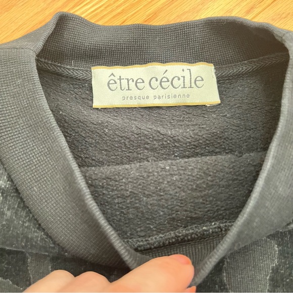 Etre Cecile Cotton Black Leopard Jacquard Print Sweatshirt - Picture 5 of 10